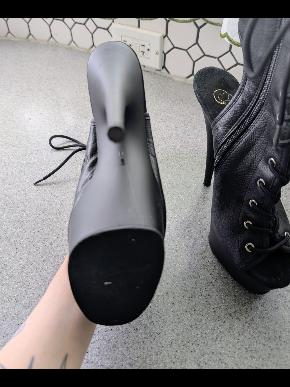 Pleaser Black Lace-Up Stiletto Booties 6 Inch - Picture 2 of 7